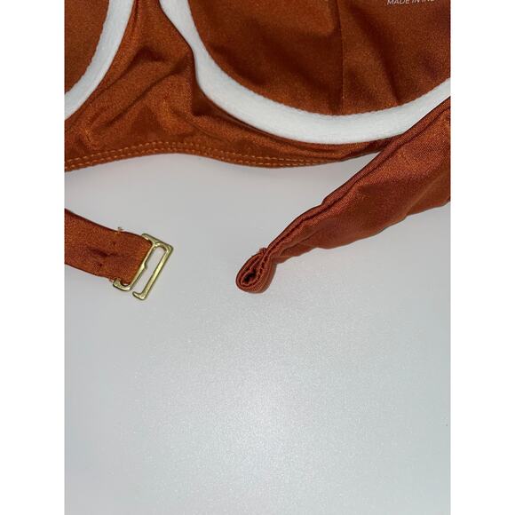 Women Joues de Sable Taylor bikini bathing swim suit top strapless‎ brown L NWT - Picture 3 of 7